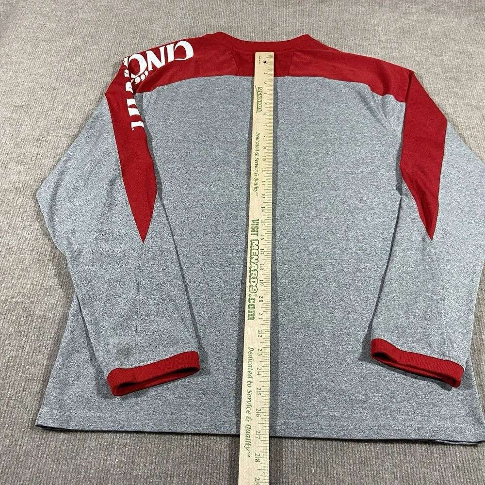 Adidas Cincinatti Bearcats Shirt Mens Large Long Sleeve Grey Red Spellout Player